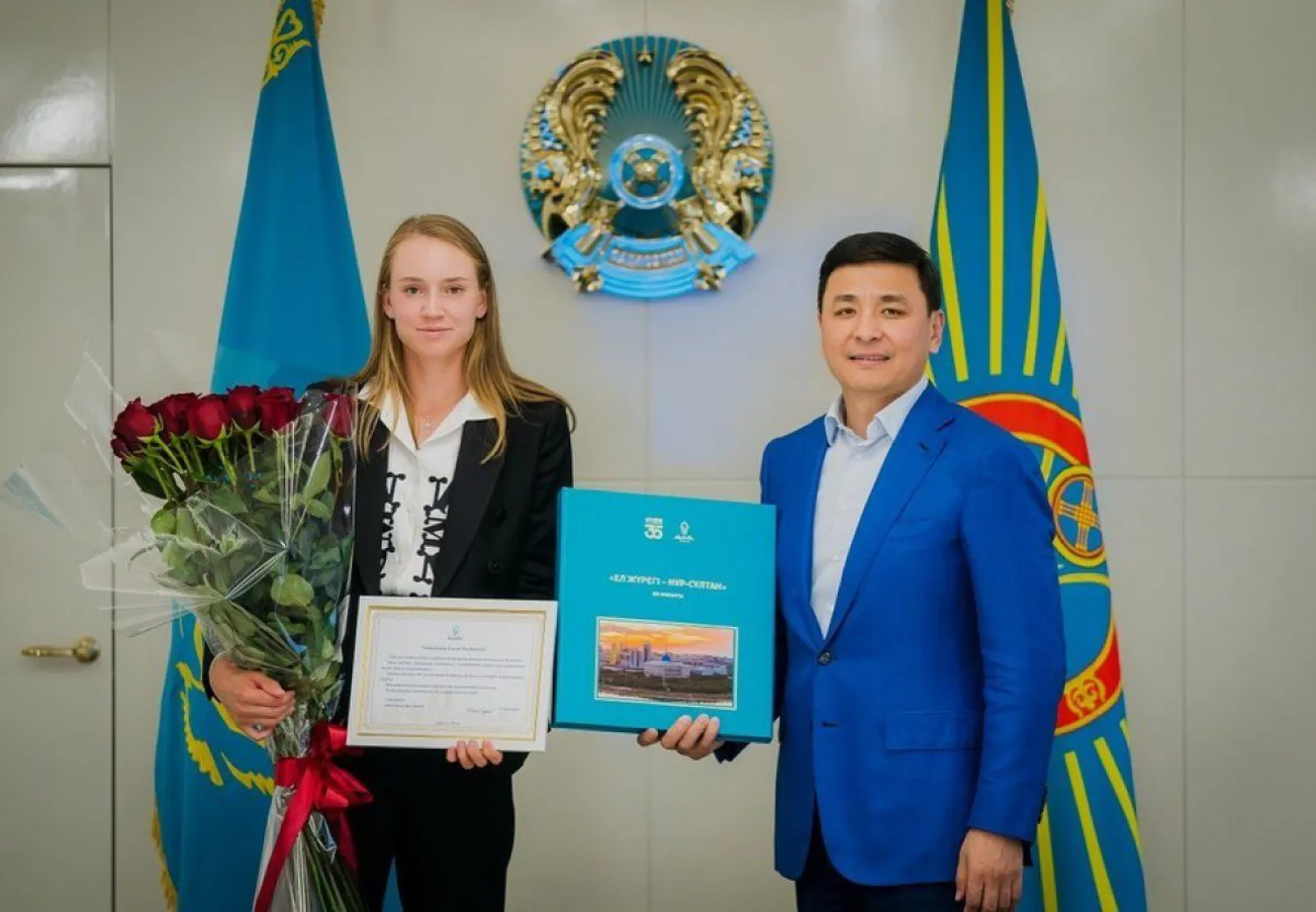 Алтай Кульгинов встретился с чемпионкой Уимблдона Еленой Рыбакиной