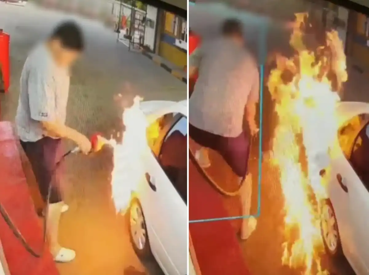 Случайно поджег свое авто на заправке житель ВКО (видео)