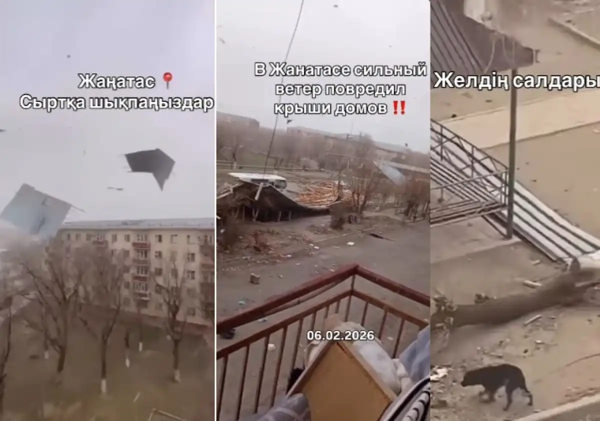 Летающие крыши и поваленные деревья: ураган прошелся по Жанатасу (ВИДЕО)